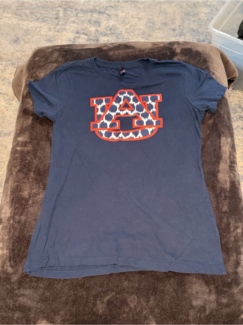 District Navy Crewneck Tee with Red Logo Tag